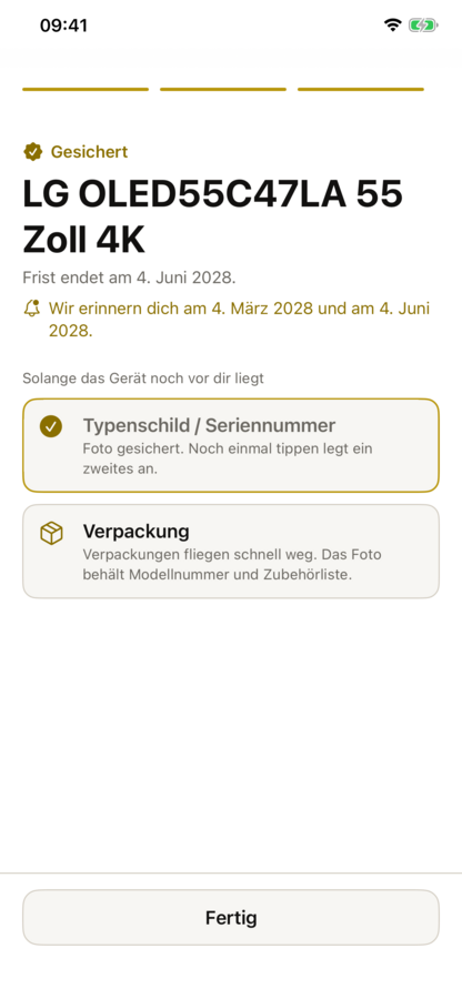 Gesichert mit Erinnerung