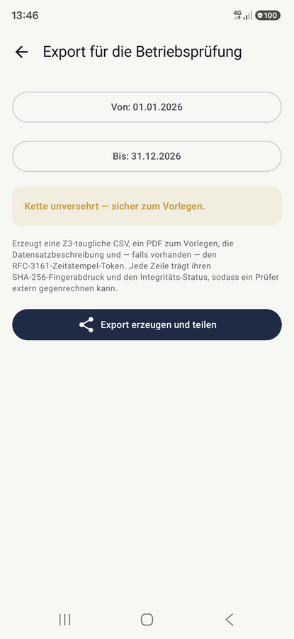 Spurando für Android — Export