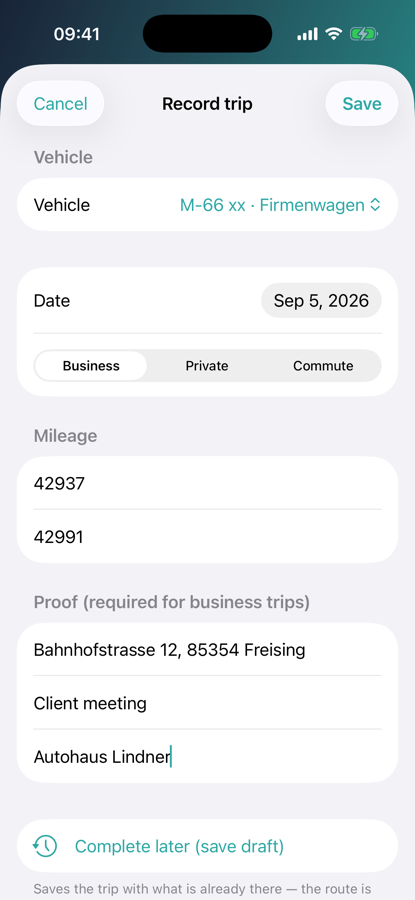 Spurando — record a trip by hand